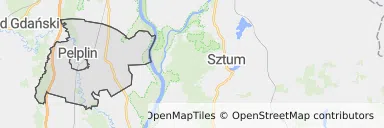 Mapa z zaznaczonym Pelplinem