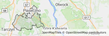 Mapa z zaznaczonym Piasecznem