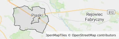 Mapa z zaznaczonym Piaskami