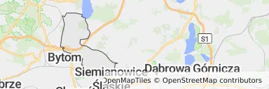 Mapa z zaznaczonym Piekarach Śląskich