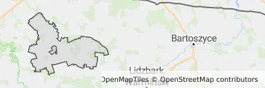 Mapa z zaznaczonym Pieniężnem