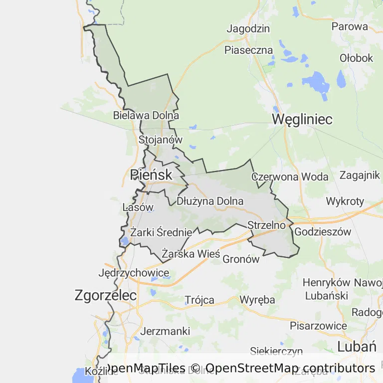 Mapa z zaznaczonym Pieńskiem