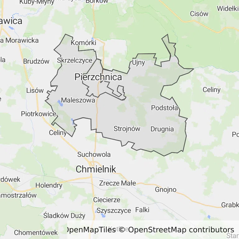 Mapa z zaznaczonym Pierzchnicy