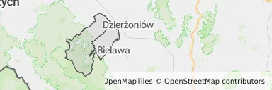 Mapa z zaznaczonymi Pieszycami