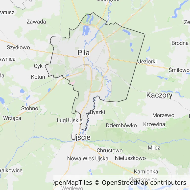 Mapa z zaznaczoną Pile