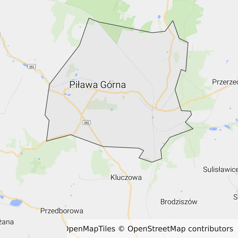 Mapa z zaznaczoną Piławie Górnej