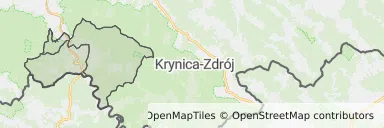 Mapa z zaznaczonym Piwnicznej-Zdroju