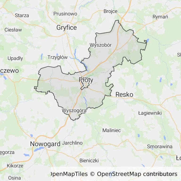 Mapa z zaznaczonym Płotami