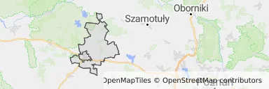 Mapa z zaznaczonym Pniewami