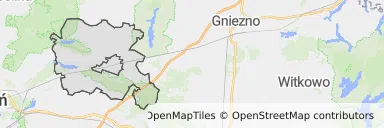 Mapa z zaznaczoną Pobiedziskami