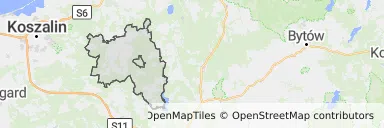 Mapa z zaznaczonym Polanowem