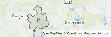 Mapa z zaznaczonym Połczynie-Zdroju
