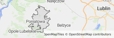 Mapa z zaznaczoną Poniatowej