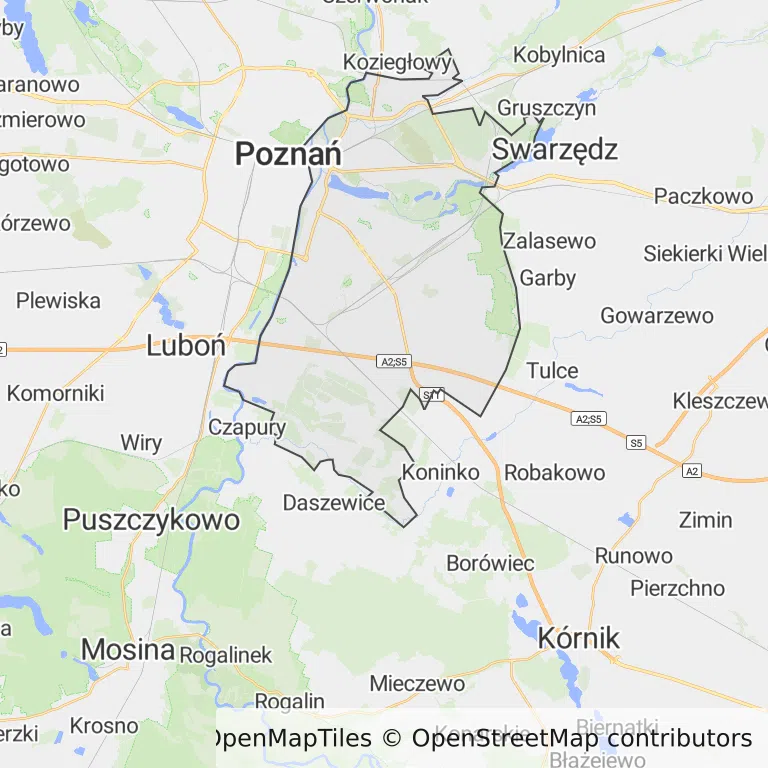 Mapa z zaznaczonym Nowe Miastoem w Poznaniu