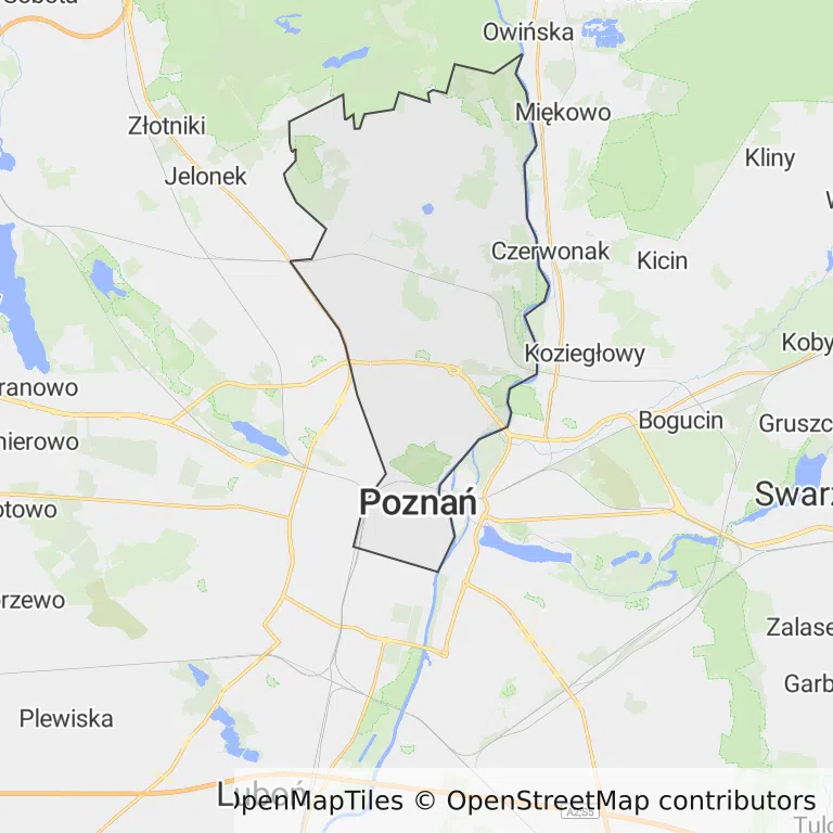 Mapa z zaznaczonym Stare Miastoem w Poznaniu