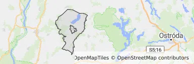 Mapa z zaznaczonym Prabutami