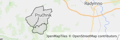 Mapa z zaznaczonym Pruchnikiem