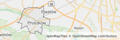 Mapa z zaznaczonym Pruszkowem