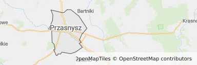 Mapa z zaznaczonym Przasnyszem