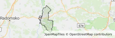 Mapa z zaznaczonym Przedborzem