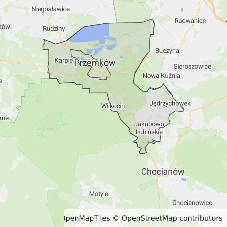 Mapa z zaznaczonym Przemkowem