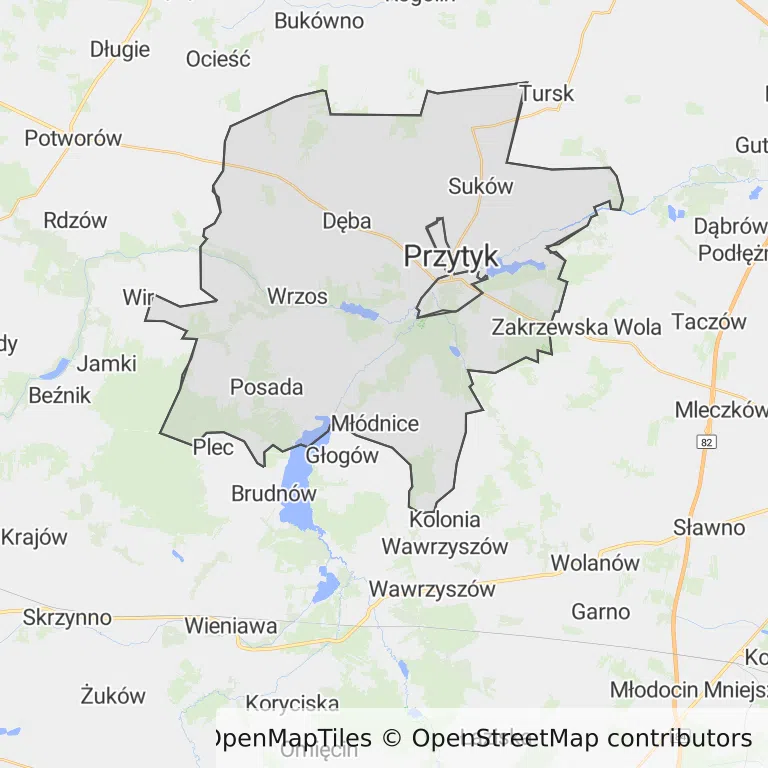 Mapa z zaznaczonym Przytykiem
