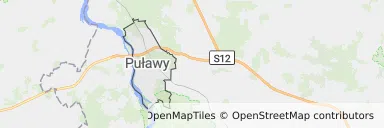 Mapa z zaznaczonym Puławami