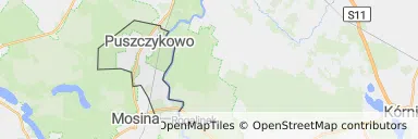 Mapa z zaznaczonym Puszczykowem