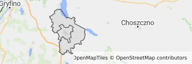 Mapa z zaznaczonymi Pyrzycami