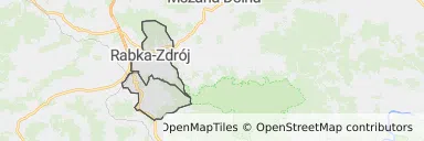 Mapa z zaznaczonym Rabce-Zdroju