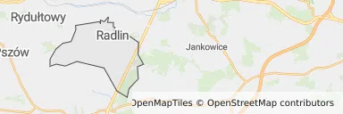 Mapa z zaznaczonym Radlinem