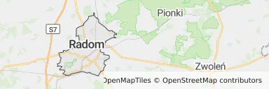 Mapa z zaznaczonym Radomiem