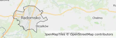 Mapa z zaznaczonym Radomskiem
