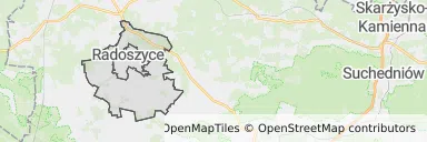 Mapa z zaznaczonymi Radoszycami