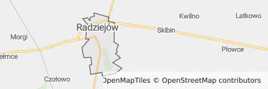 Mapa z zaznaczonym Radziejowem