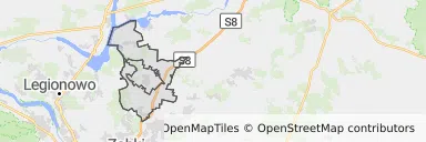 Mapa z zaznaczonym Radzyminem