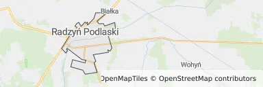 Mapa z zaznaczonym Radzyniu Podlaskim