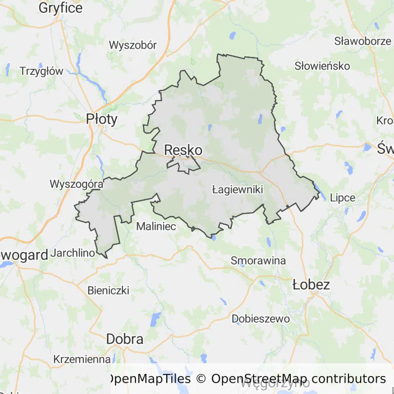 Mapa z zaznaczonym Reskiem