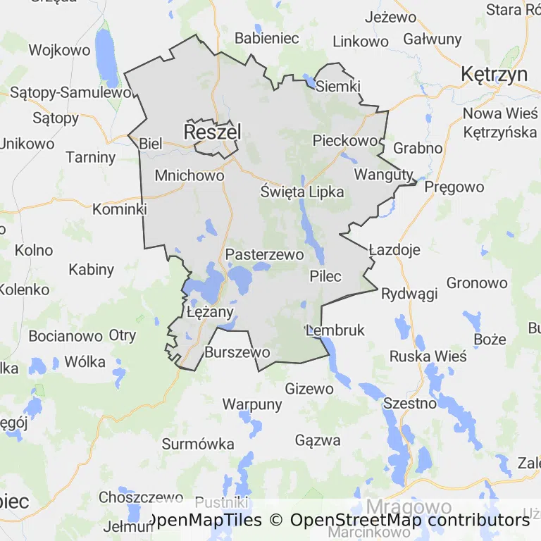 Mapa z zaznaczonym Reszlu