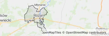 Mapa z zaznaczonym Różanem