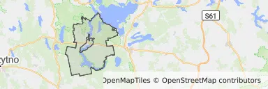 Mapa z zaznaczoną Rucianem-Nidzem