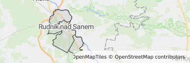 Mapa z zaznaczonym Rudniku nad Sanem