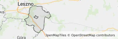 Mapa z zaznaczoną Rydzynem