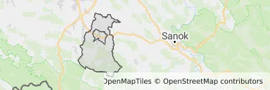 Mapa z zaznaczonym Rymanowem