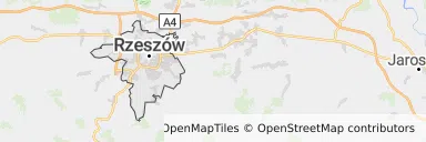 Mapa z zaznaczonym Rzeszowem