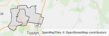 Mapa z zaznaczonym Rzgowem