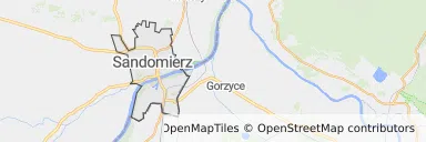 Mapa z zaznaczonym Sandomierzem