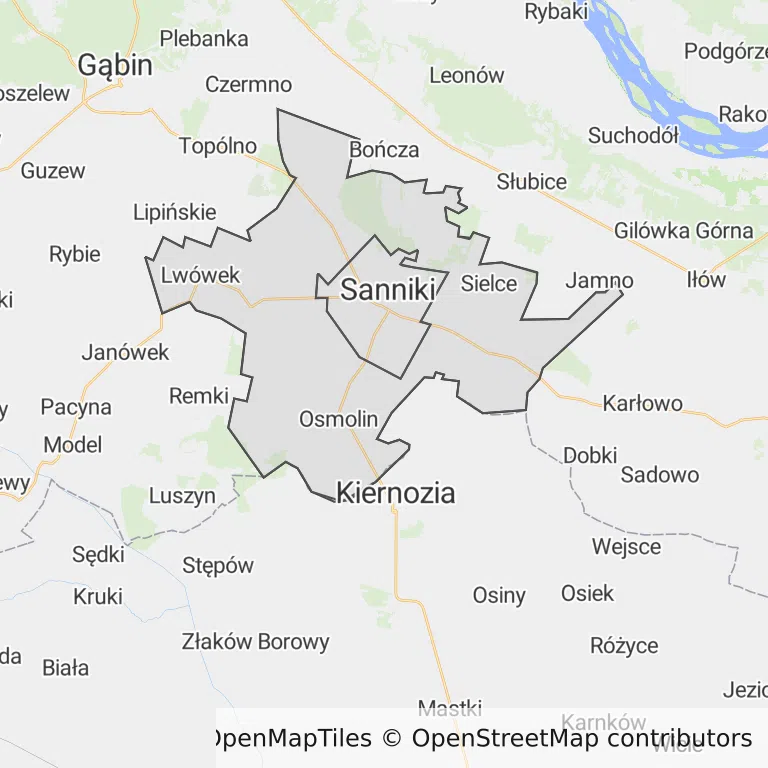 Mapa z zaznaczonym Sannikami