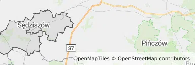 Mapa z zaznaczonym Sędziszowem