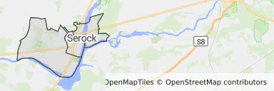 Mapa z zaznaczonym Serockiem